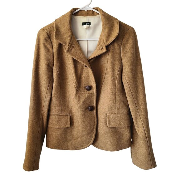 J. Crew Jackets & Blazers - J. Crew US Size 6 Wool Blend Tan Beige Three Button Blazer Jacket Lined